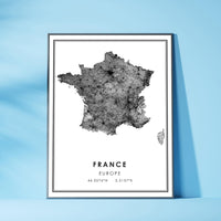 
              France, Europe Modern Style Map Print 
            