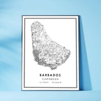 
              Barbados, Caribbean Modern Style Map Print 
            