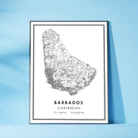 Barbados, Caribbean Modern Style Map Print 
