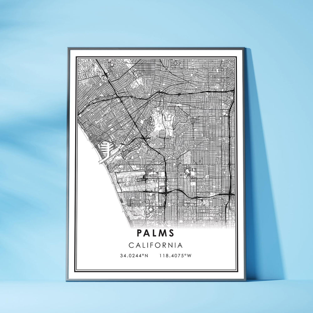 Palms, California Modern Map Print 