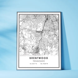 Brentwood, Tennessee Modern Map Print