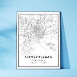 Quetzaltenango, Guatemala Modern Style Map Print 