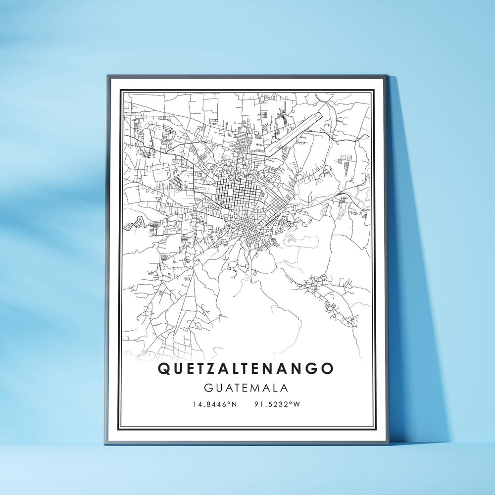Quetzaltenango, Guatemala Modern Style Map Print 