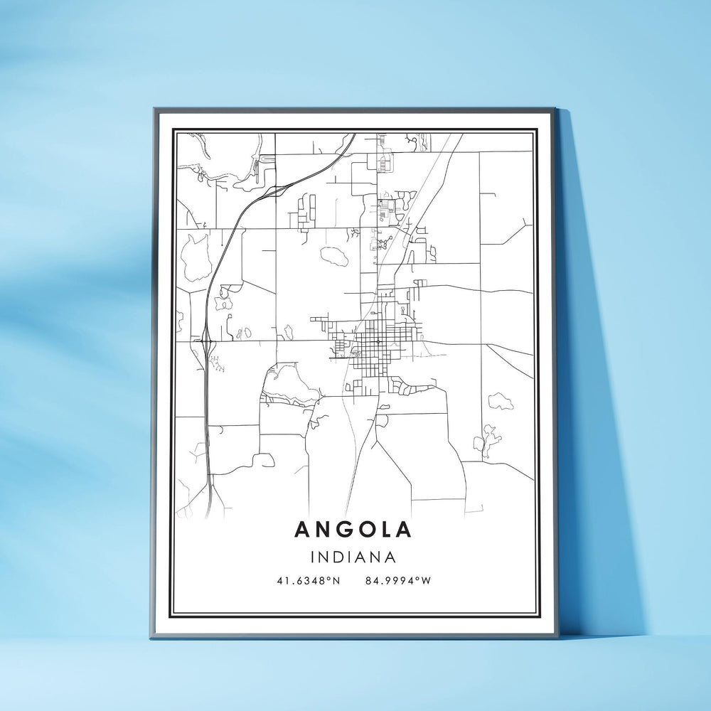 Angola, Indiana Modern Map Print 