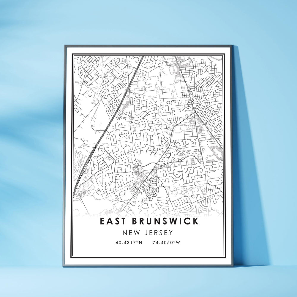 East Brunswick, New Jersey Modern Map Print 