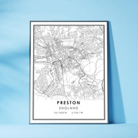 
              Preston, England Modern Style Map Print
            