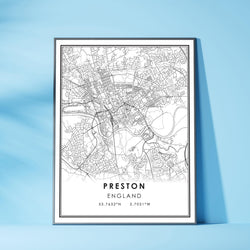 Preston, England Modern Style Map Print