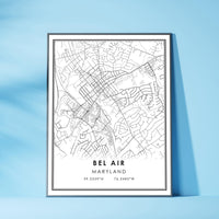 
              Bel Air, Maryland Modern Map Print
            