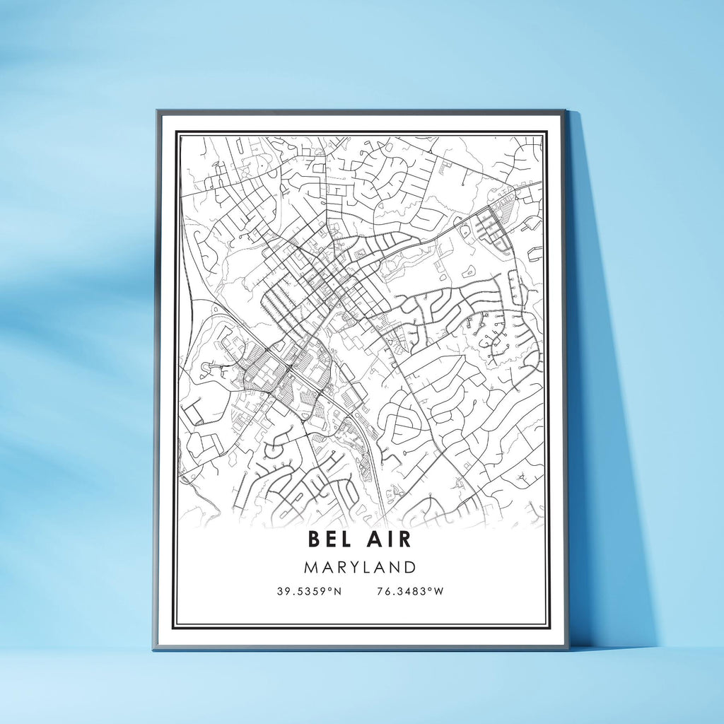 Bel Air, Maryland Modern Map Print