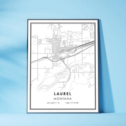 Laurel, Montana Modern Map Print 