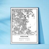 Boston, Massachusetts Modern Map Print 