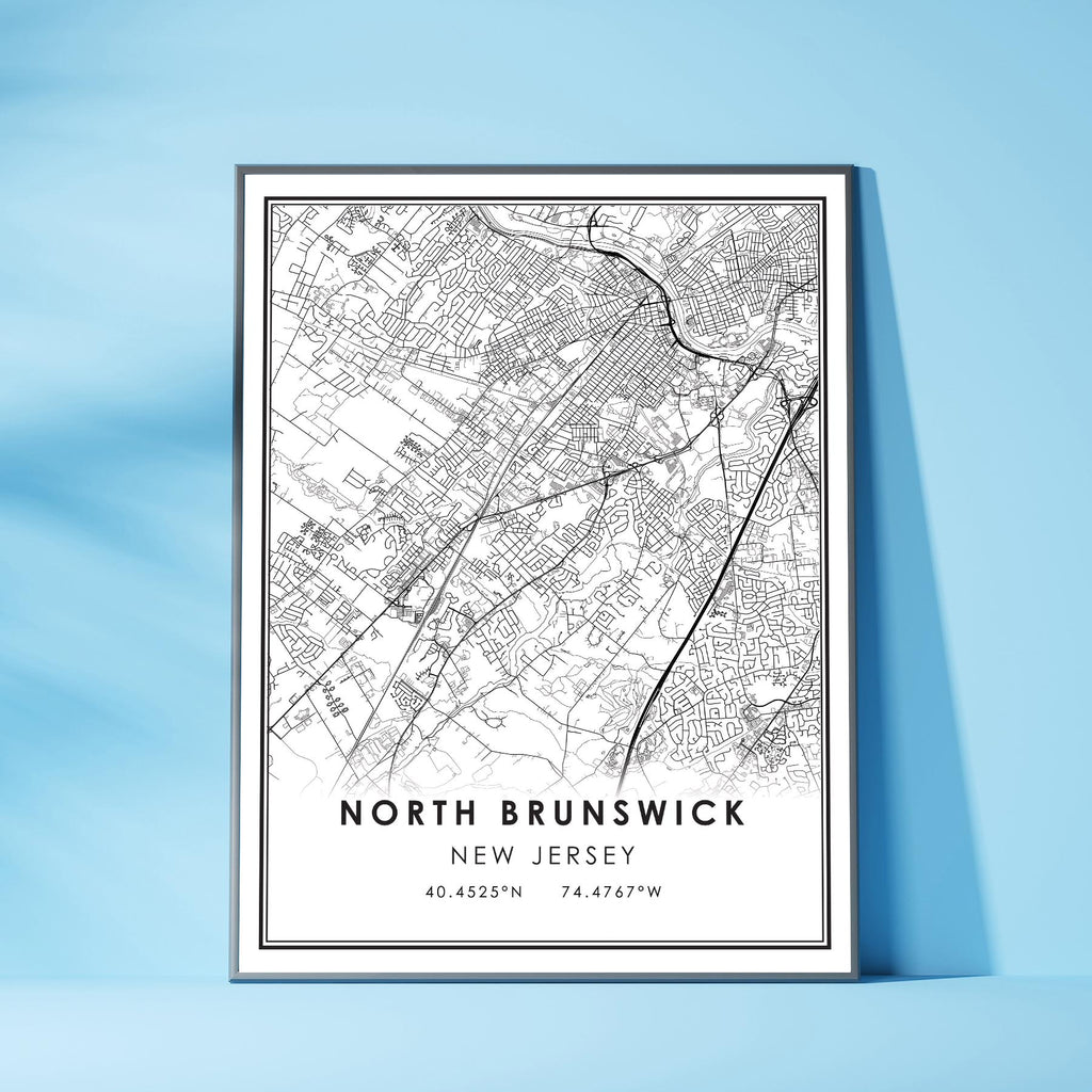 North Brunswick, New Jersey Modern Map Print 