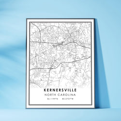 Kernersville, North Carolina Modern Map Print 