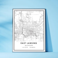 
              East Lansing, Michigan Modern Map Print
            
