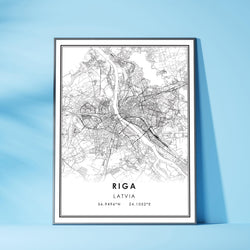Riga, Latvia Modern Style Map Print