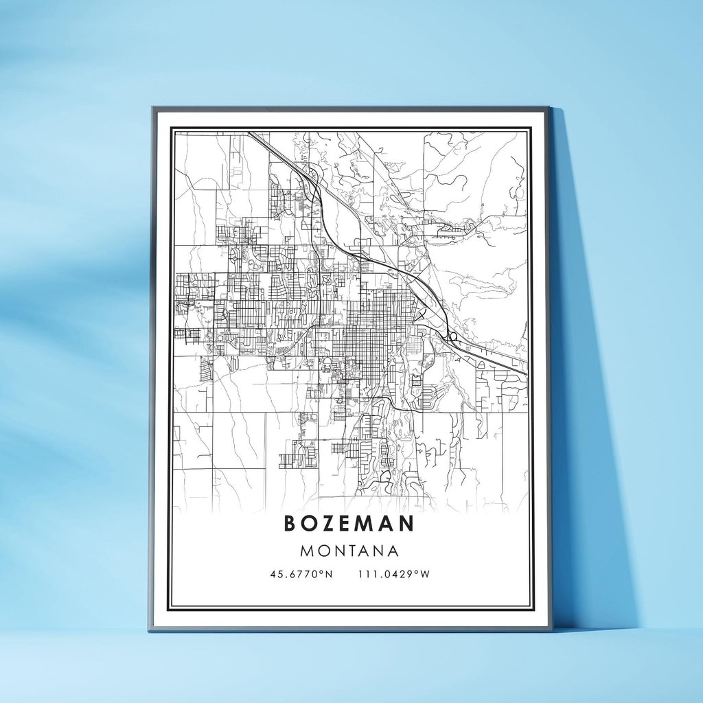 Bozeman, Montana Modern Map Print 