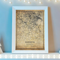 
              Augusta, Georgia Vintage Style Map Print 
            