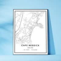Cape Neddick, York Modern Map Print 