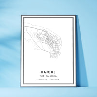 Banjul, The Gambia Modern Style Map Print 