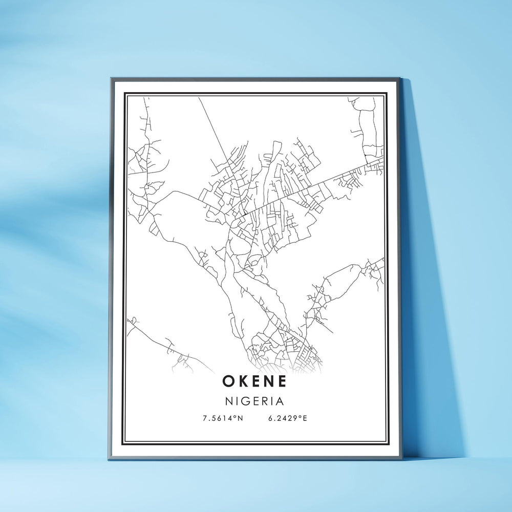 Okene, Nigeria Modern Style Map Print 