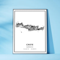 
              Crete, Greece Modern Style Map Print 
            