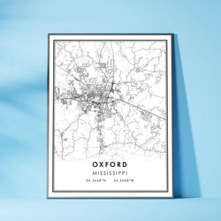 Oxford, Mississippi Modern Map Print 