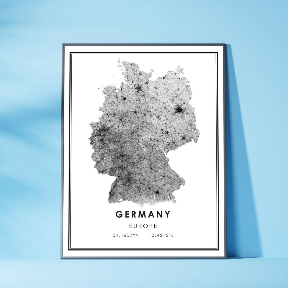 Germany, Europe Modern Style Map Print 