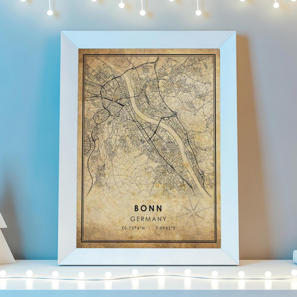 Bonn, Germany Vintage Style Map Print 