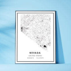 Nevada, United States Modern Style Map Print 