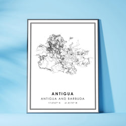 Antigua, Antigua And Barbuda Modern Style Map Print 