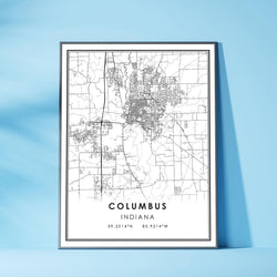 Columbus, Indiana Modern Map Print 