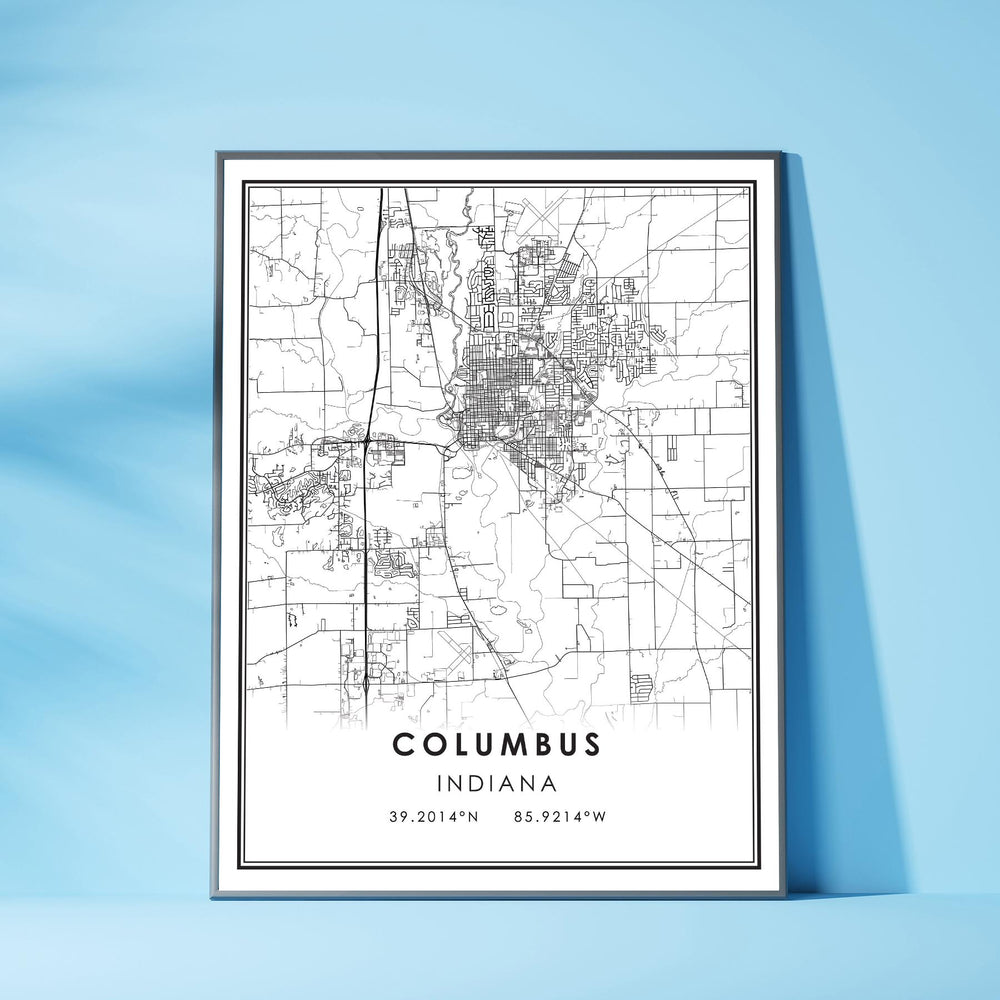 Columbus, Indiana Modern Map Print 