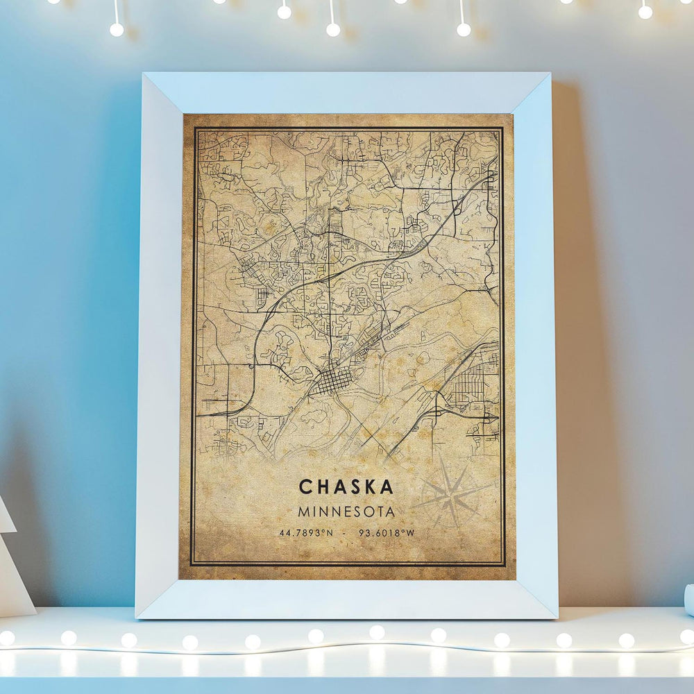 Chaska, Minnesota Vintage Style Map Print 