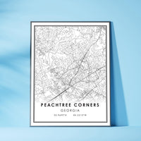 
              Peachtree Corners, Georgia Modern Map Print 
            