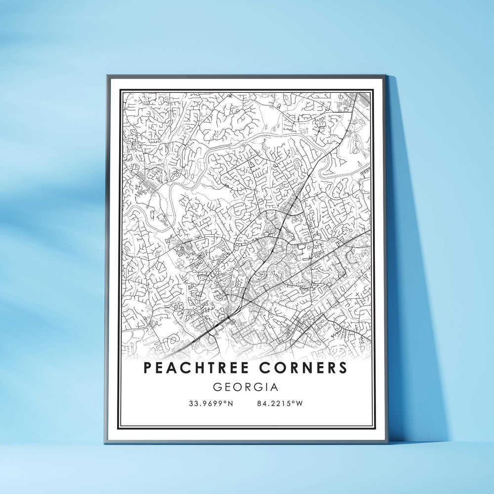 Peachtree Corners, Georgia Modern Map Print 