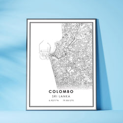 Colombo, Sri Lanka Modern Style Map Print 