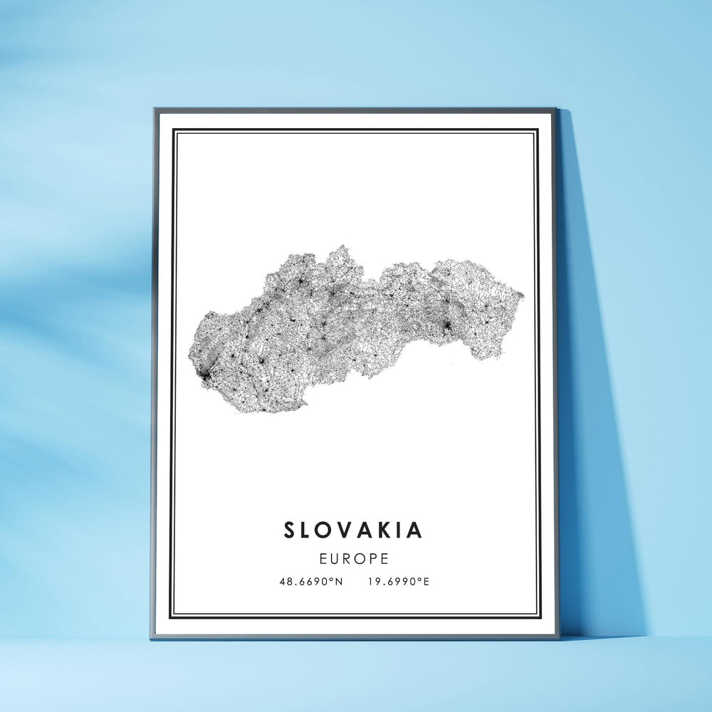 Slovakia, Europe Modern Style Map Print 
