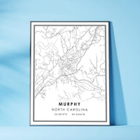 Murphy, North Carolina Modern Map Print 