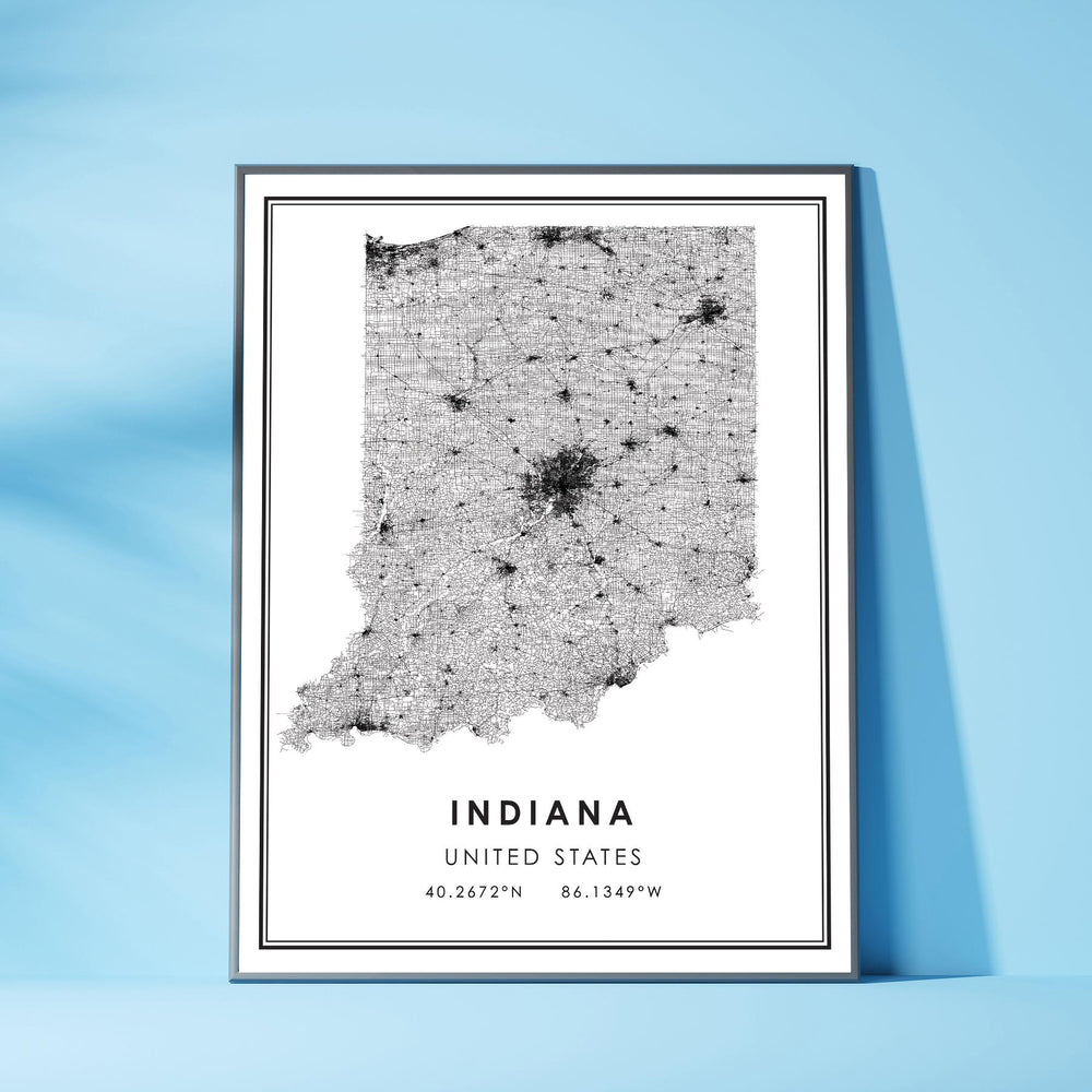 Indiana, United States Modern Style Map Print