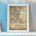 Boston, Massachusetts Vintage Style Map Print 