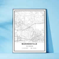
              Warrenville, Illinois Modern Map Print 
            