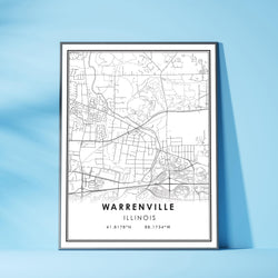 Warrenville, Illinois Modern Map Print 
