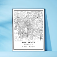 Ann Arbor, Michigan Modern Map Print