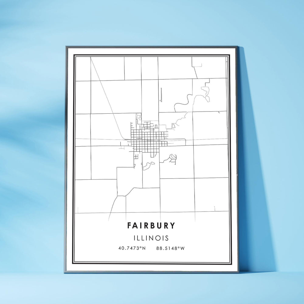 Fairbury, Illinois Modern Map Print