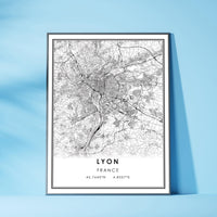 Lyon, France Modern Style Map Print 
