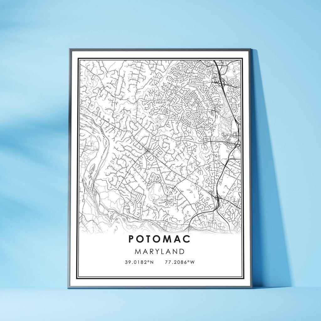 Potomac, Maryland Modern Map Print 