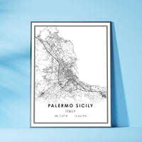 Palermo Sicily, Italy Modern Style Map Print 