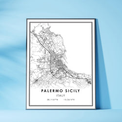 Palermo Sicily, Italy Modern Style Map Print 