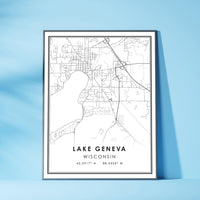 
              Lake Geneva, Wisconsin Modern Map Print 
            