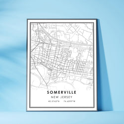 Somerville, New Jersey Modern Map Print